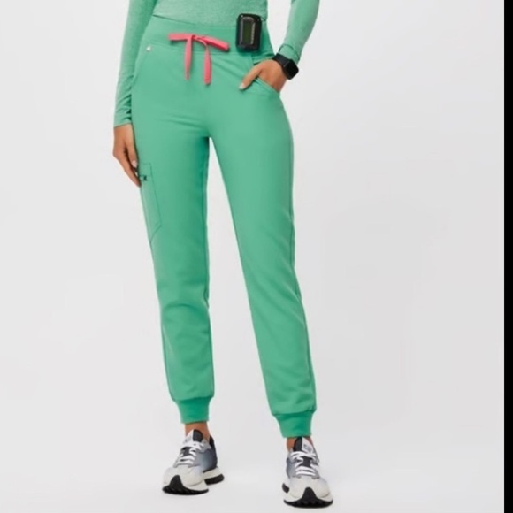 Figs Pants - Womens New Figs High Waisted Zamora Yoga Jogger Scrub Pant Surgical Green 6XLR
